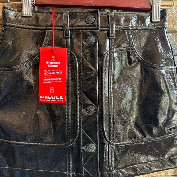 Diesel Kids Girls Glossy Black Jacket and Skirt Set - Picture 10 of 10